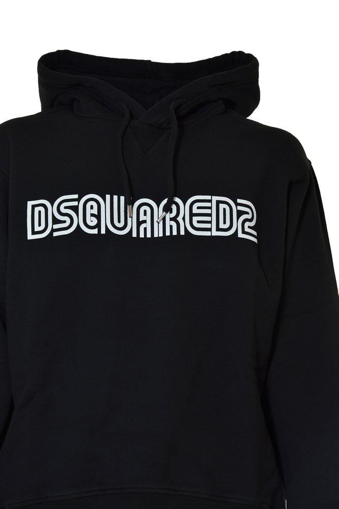 DSquared² Logo-printed Drawstring Hoodie in Black for Men | Lyst