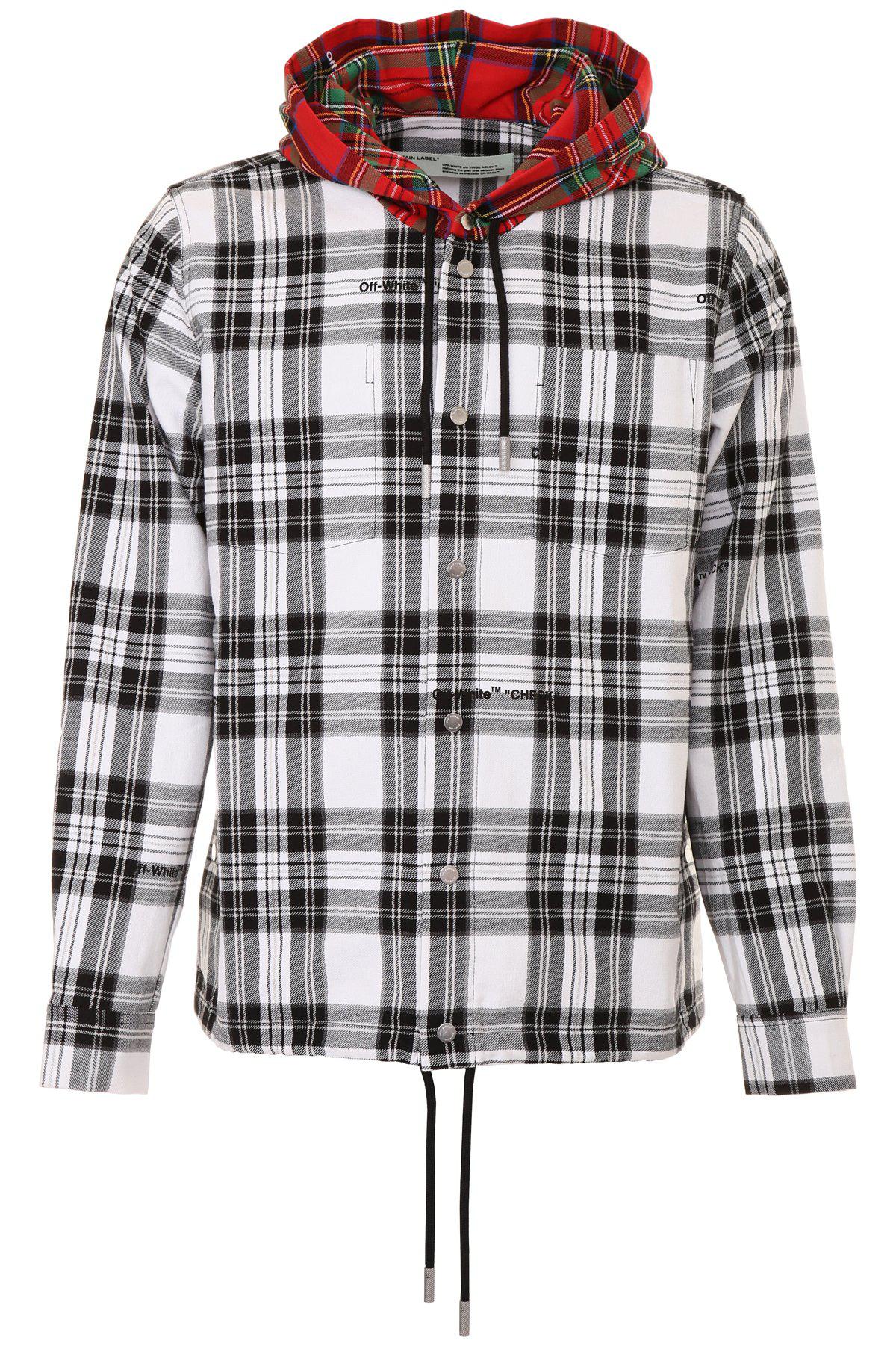 Off-White c/o Virgil Abloh Hooded Flannel Check Jacket for Men | Lyst