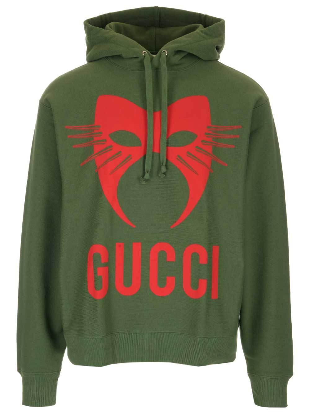 Gucci Cotton Manifesto Logo Printed Hoodie in Green for Men - Lyst