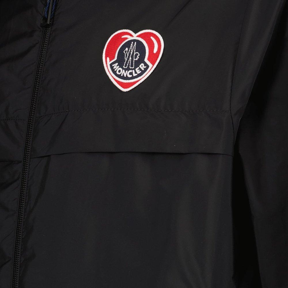 Moncler Heart Logo Embroidered Zip-up Jacket in Black for Moncler Heart Logo Embroidered Zip-up Jacket in Black for