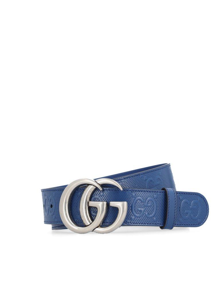 Gucci GG Marmont Embossed Buckle Belt in Blue for Men | Lyst