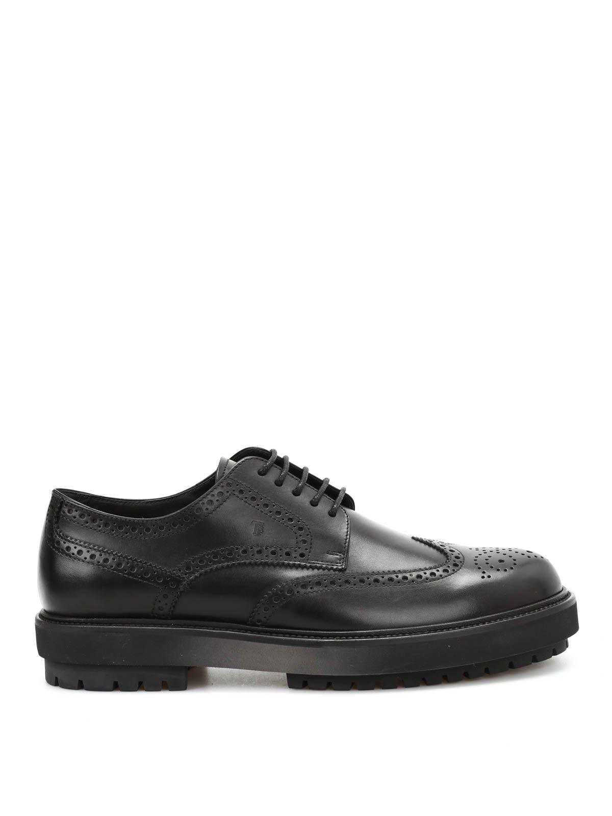 Tod's Chunky Sole Leather Brogues in Black for Men - Lyst