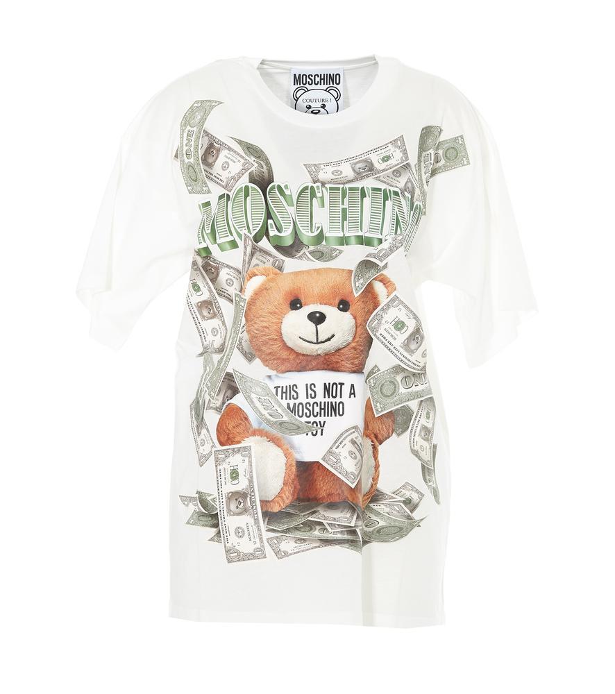 Moschino Teddy Dollar Print T-shirt in White | Lyst