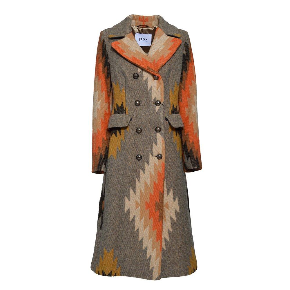 トレンチコート Bazar Deluxe Double Breasted Coat Multicolored Wool Ethnic Bazar Deluxe Double Breasted Coat Multicolored Wool Ethnic