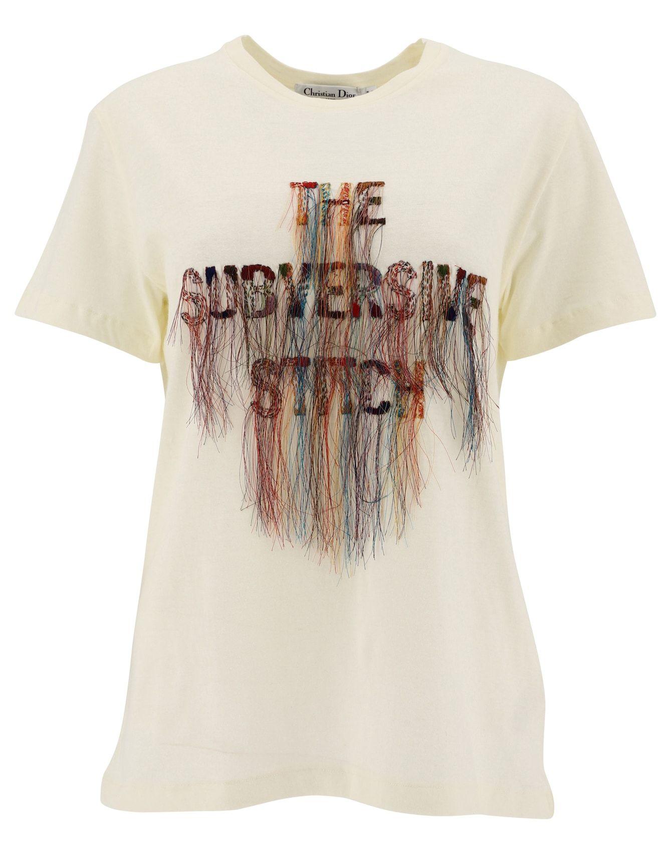 Dior The Subversive Stitch Embroidered T-shirt in White | Lyst
