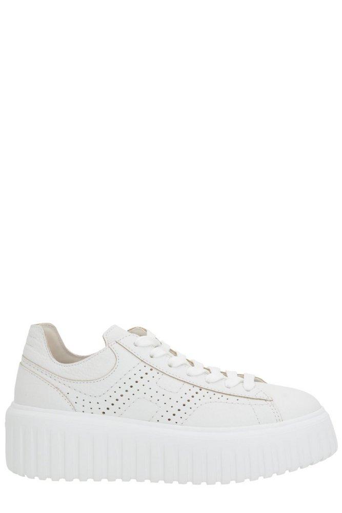 Hogan Side H Perforated Detailed Sneakers in White | Lyst