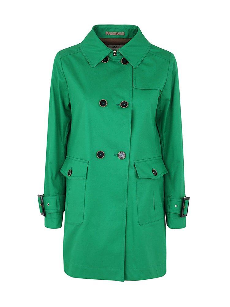 Herno Cotton Trench Coat in Green | Lyst