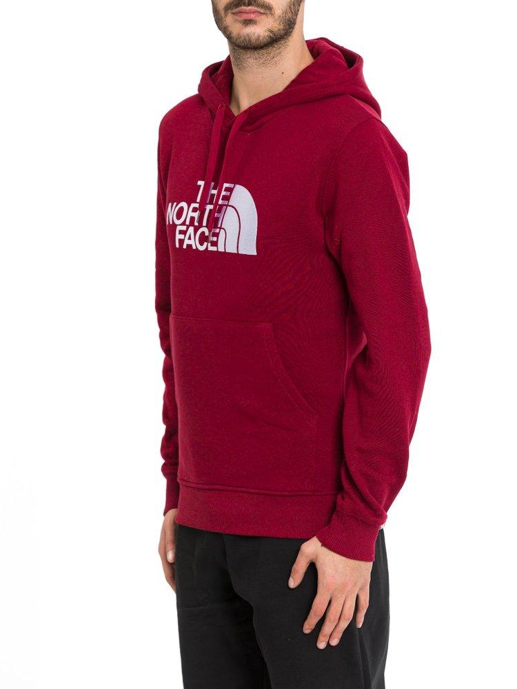 The North Face Logo Printed Drawstring Hoodie in Red for Men | Lyst