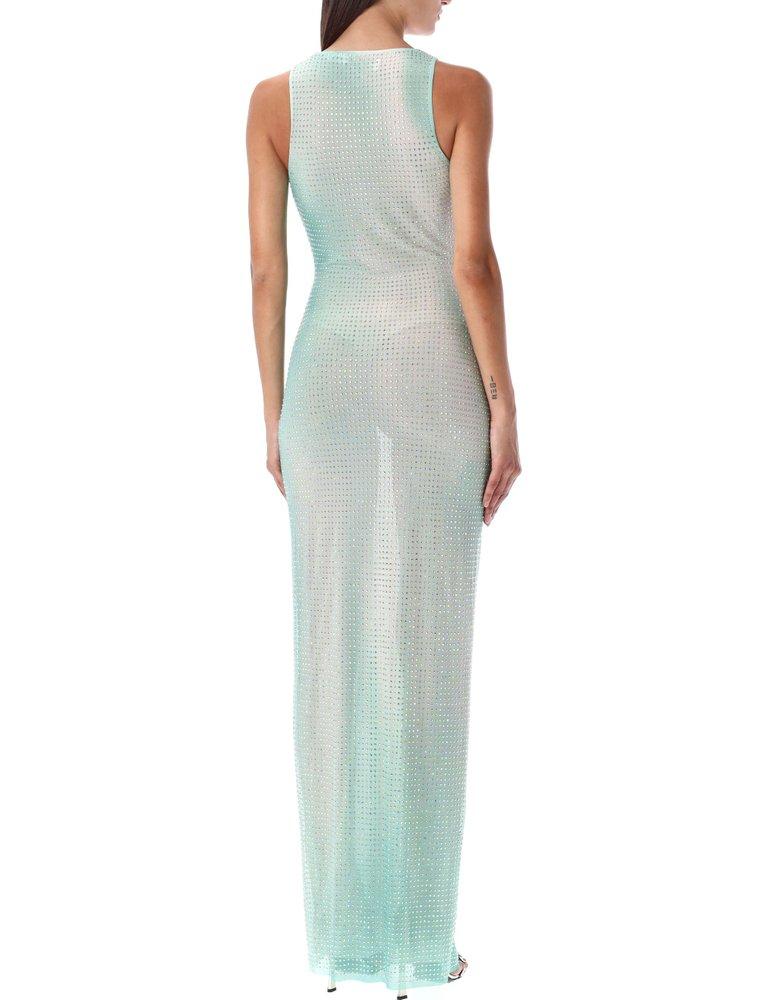 Self-Portrait sequin-embellished short-sleeve gown - Green