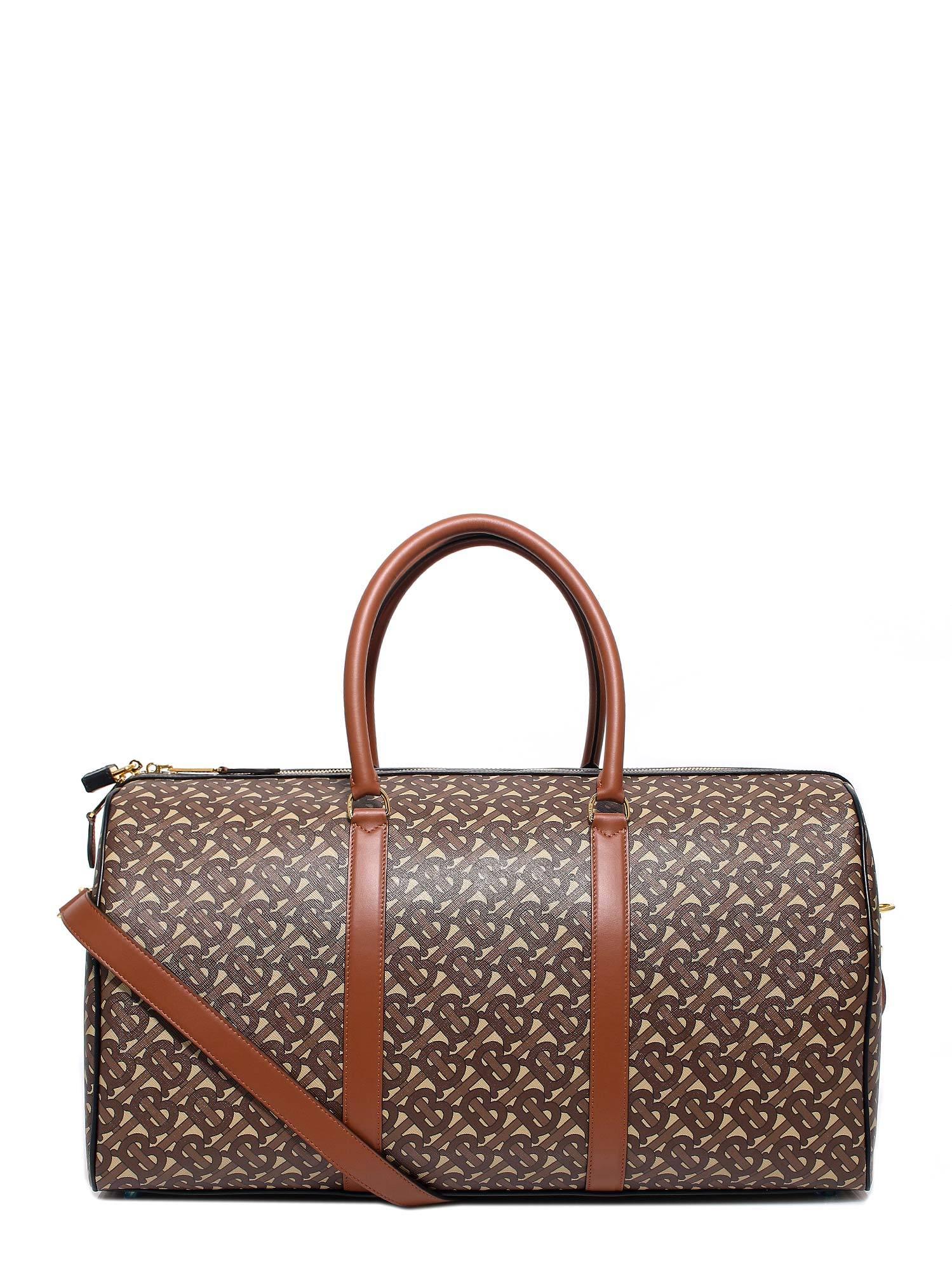 Burberry Leather Monogram Printed Duffle Bag in Brown for Men - Lyst