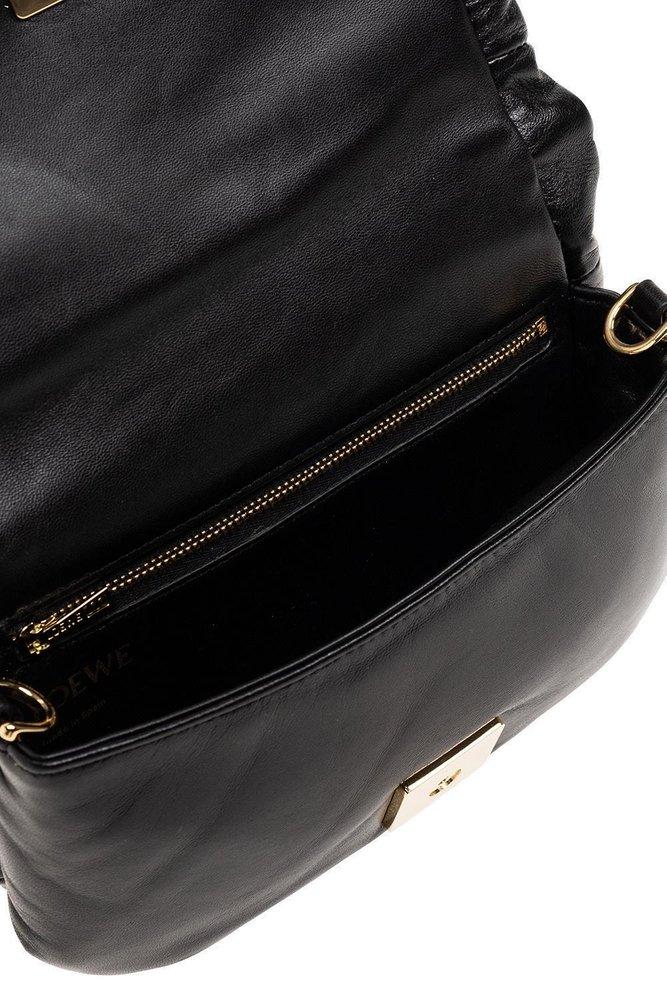 Loewe Goya Puffer Mini Leather Shoulder Bag Black