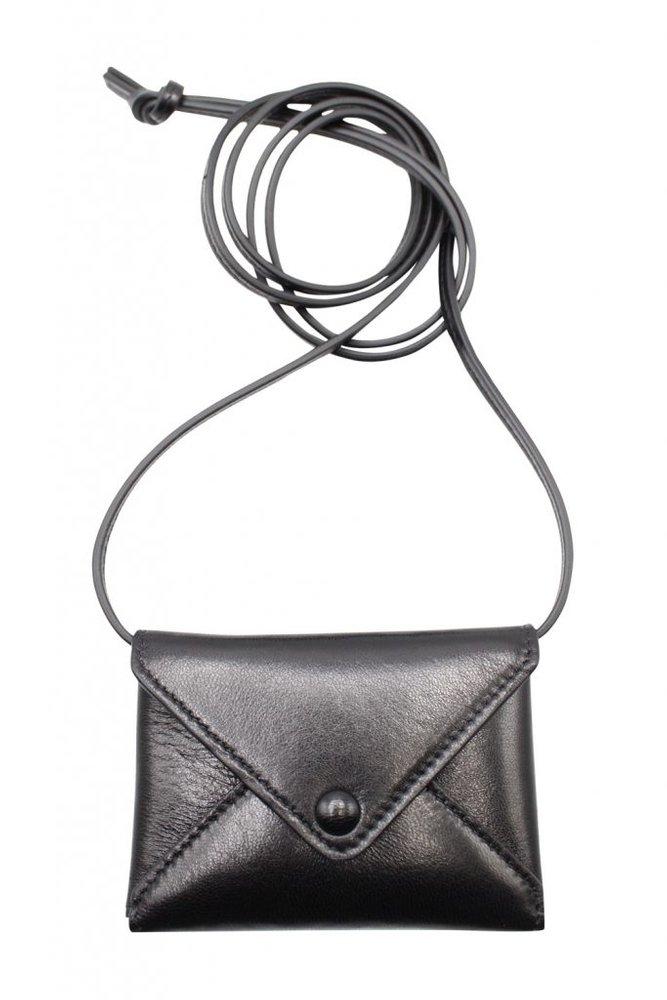 Black Leather Envelope Buckle Mini Crossbody Bags