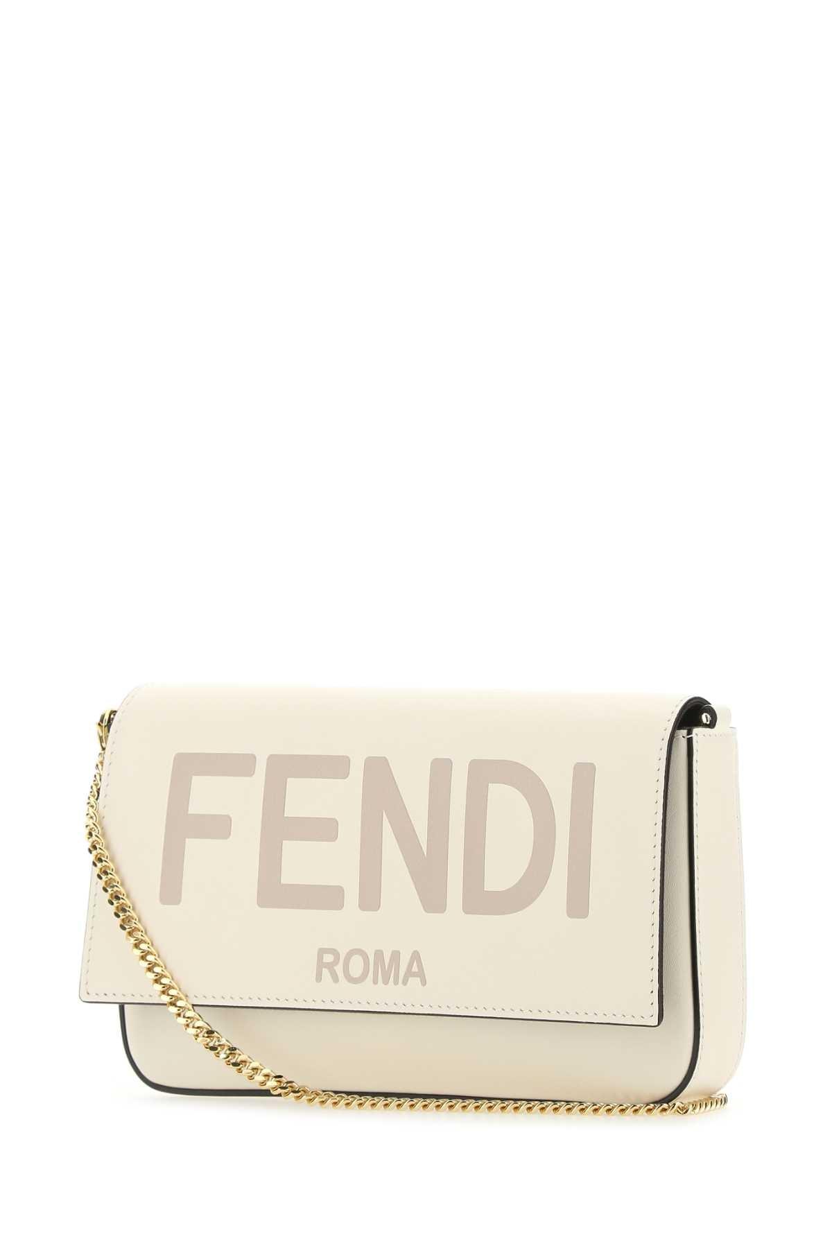 Fendi Logo Chain Strap Shoulder Bag in White