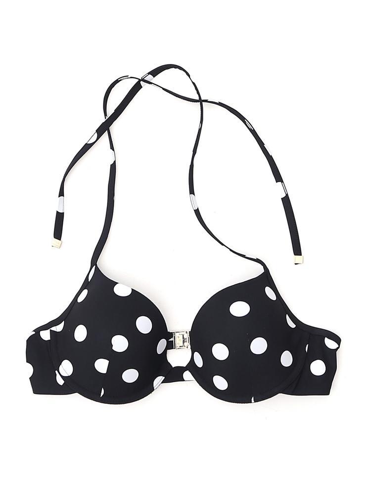 Dolce & Gabbana Synthetic Halter Neck Polka Dot Bikini Top in Black - Lyst