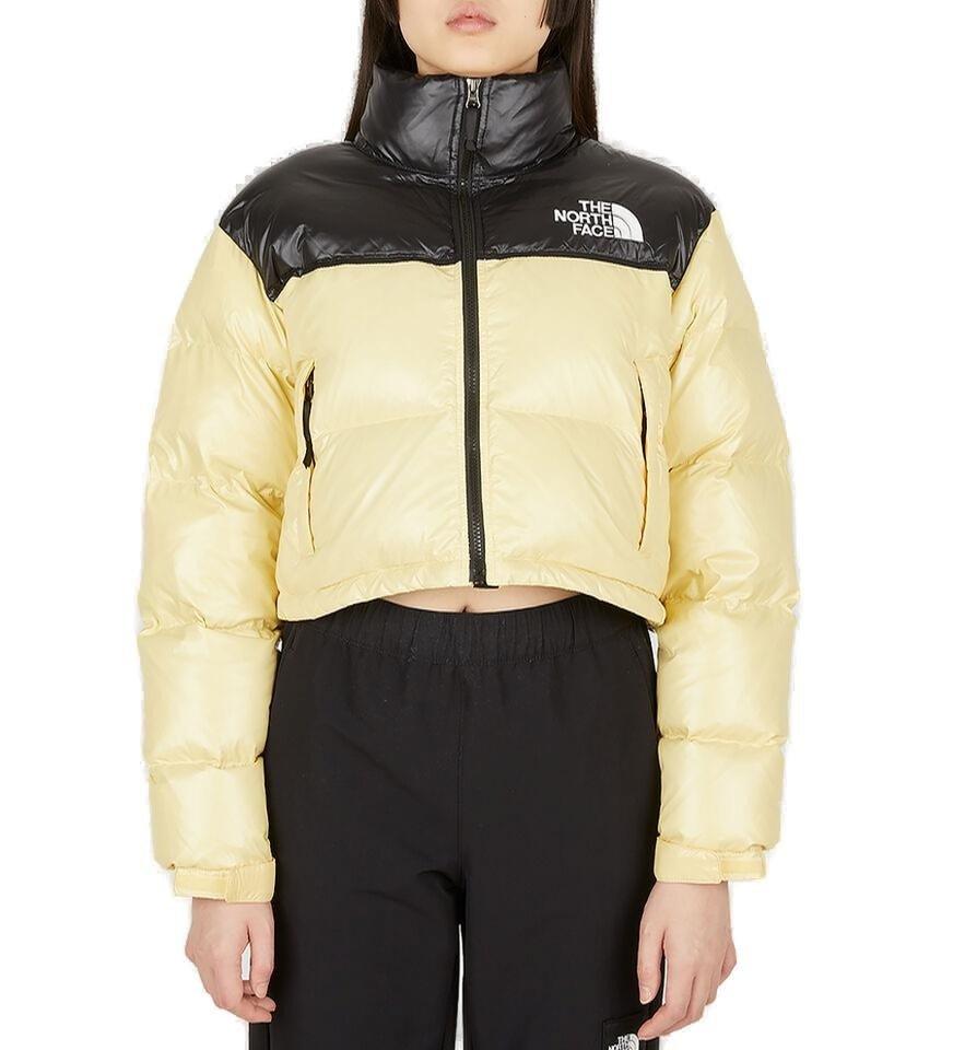 The North Face Nuptse Logo Embroidered Cropped Puffer Jacket in Yellow |  Lyst