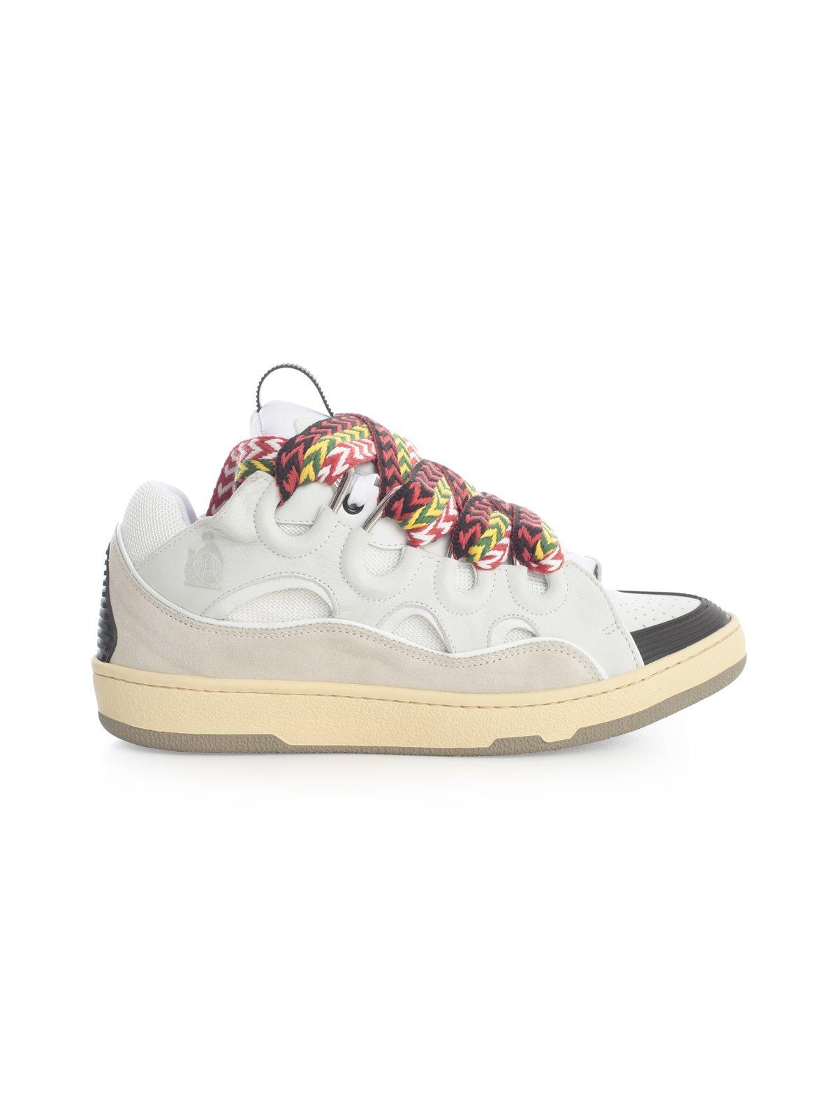 Lanvin Leather Curb Sneakers in White for Men | Lyst