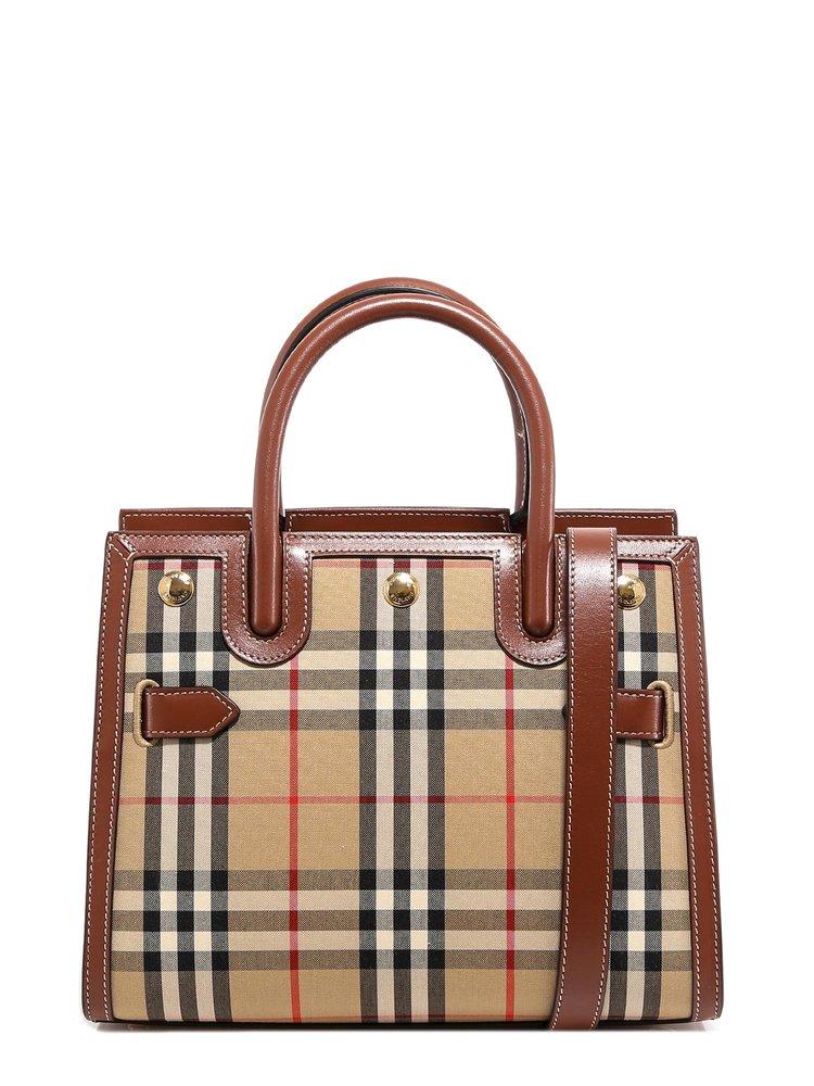 Burberry Mini Vintage Check Two-handle Title Bag in Brown