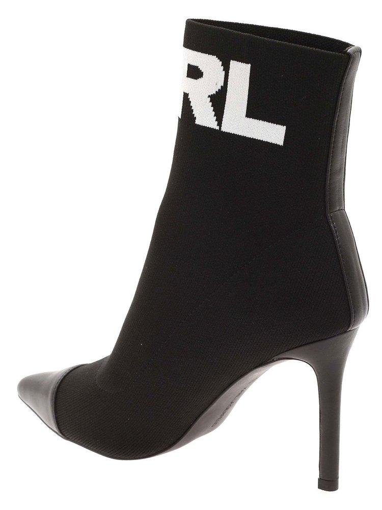 Karl Lagerfeld Pandora Logo Intarsia Ankle Boots in Black | Lyst