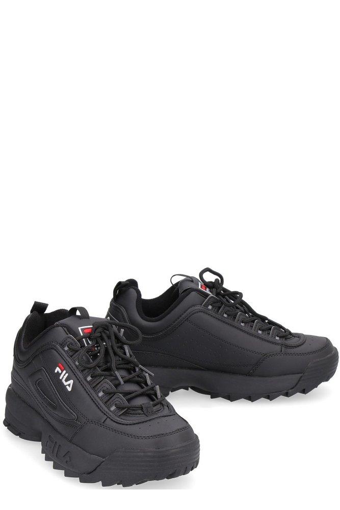 Fila Rubber Logo Detailed Lace-up Sneakers in Black | Lyst