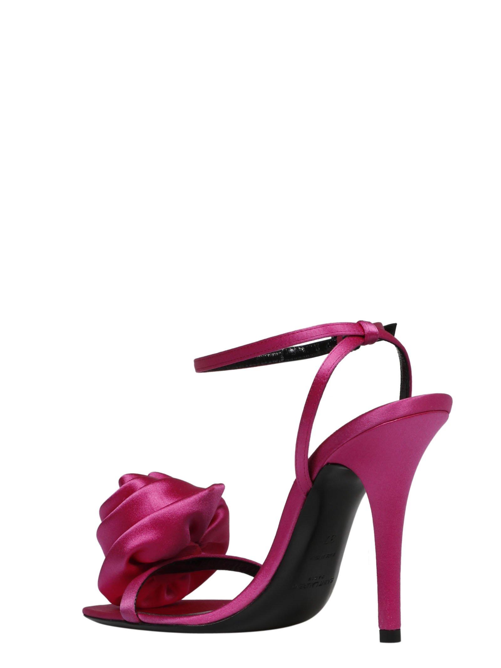 Saint Laurent Ivy Flower Sandals in Pink | Lyst
