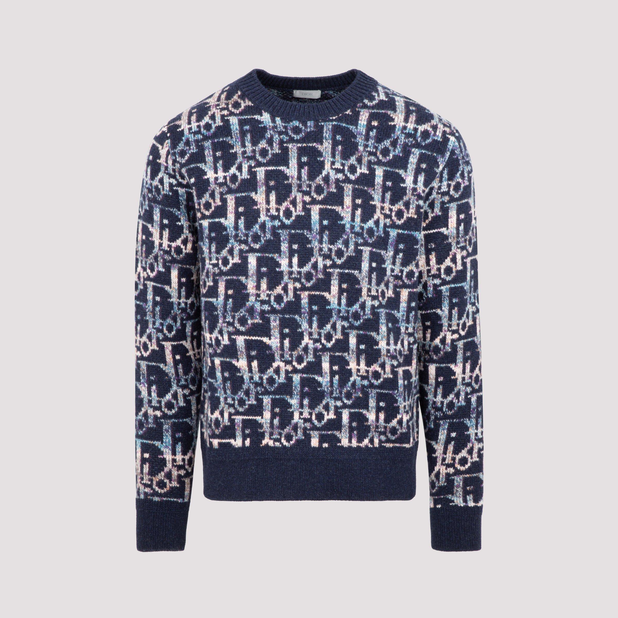 Dior Oblique Jacquard Sweater in Blue for Men | Lyst