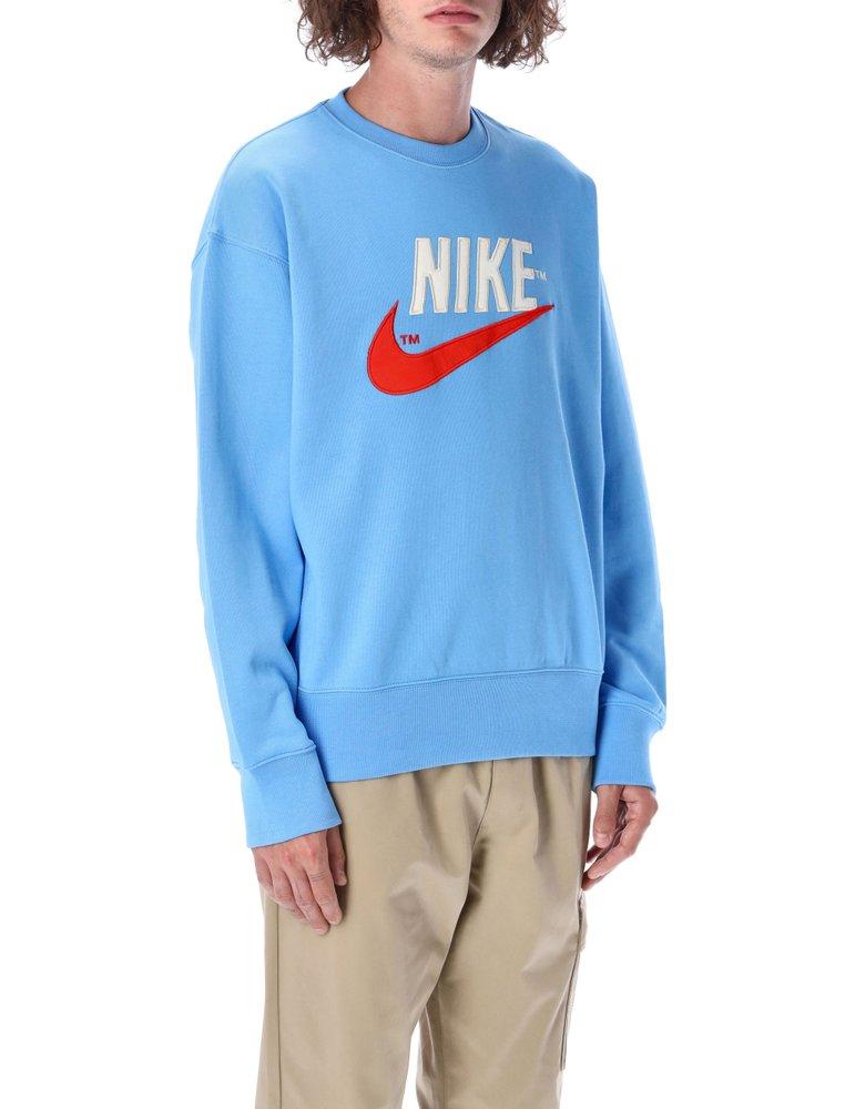 Nike Logo Embroidered Crewneck Sweatshirt in Blue for Men | Lyst