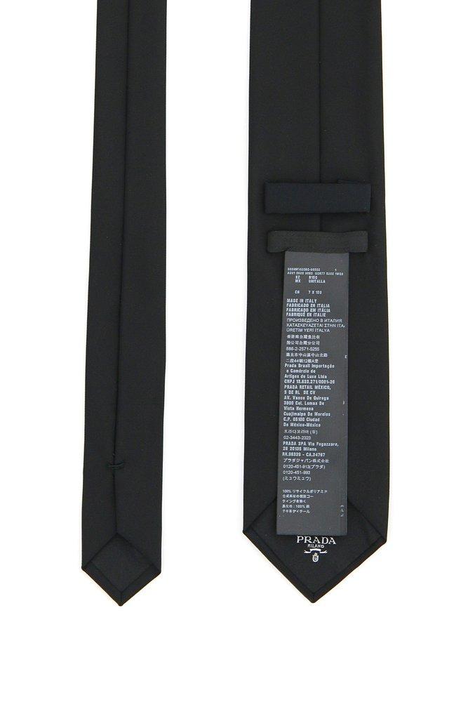 Prada Logo Plaque Gabardine Tie in Black for Men | Lyst