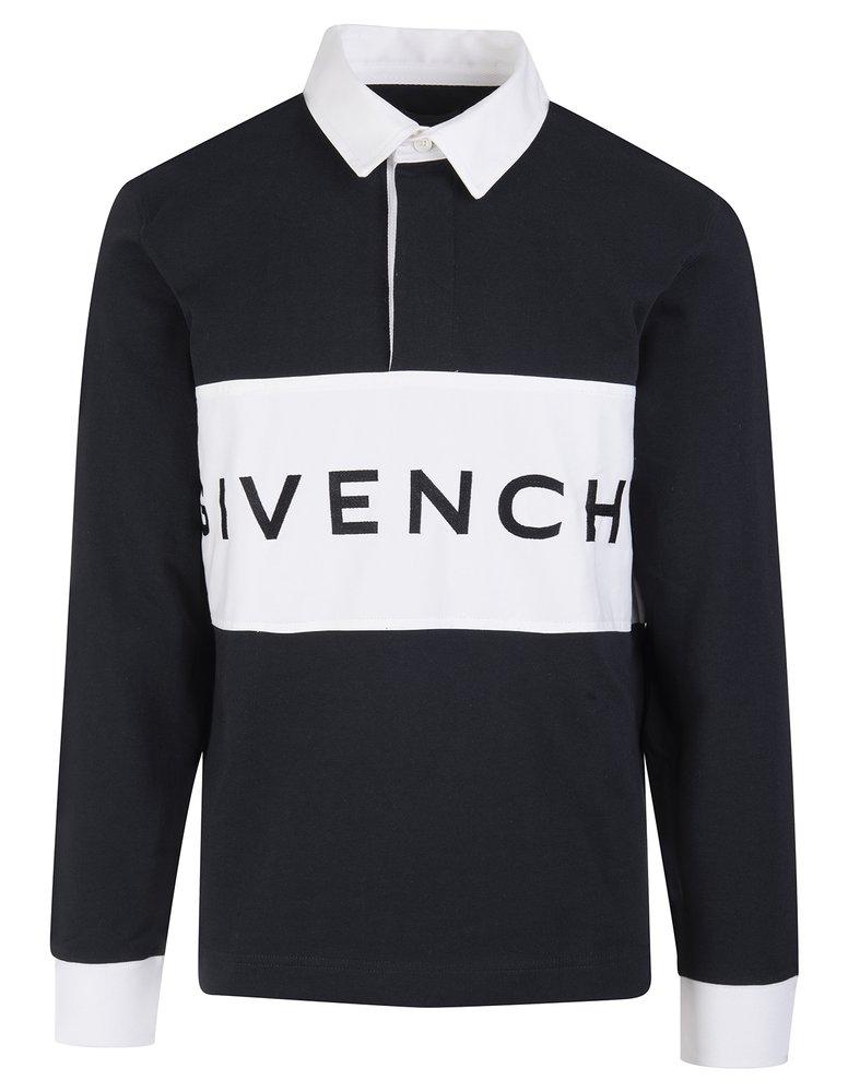 Givenchy Man Long Sleeve Polo In And White in Blue for Men | Lyst