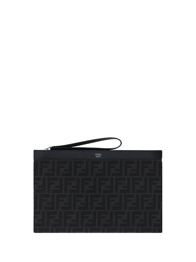 Fendi Ff Medium Flat Pouch in Black for Men | Lyst