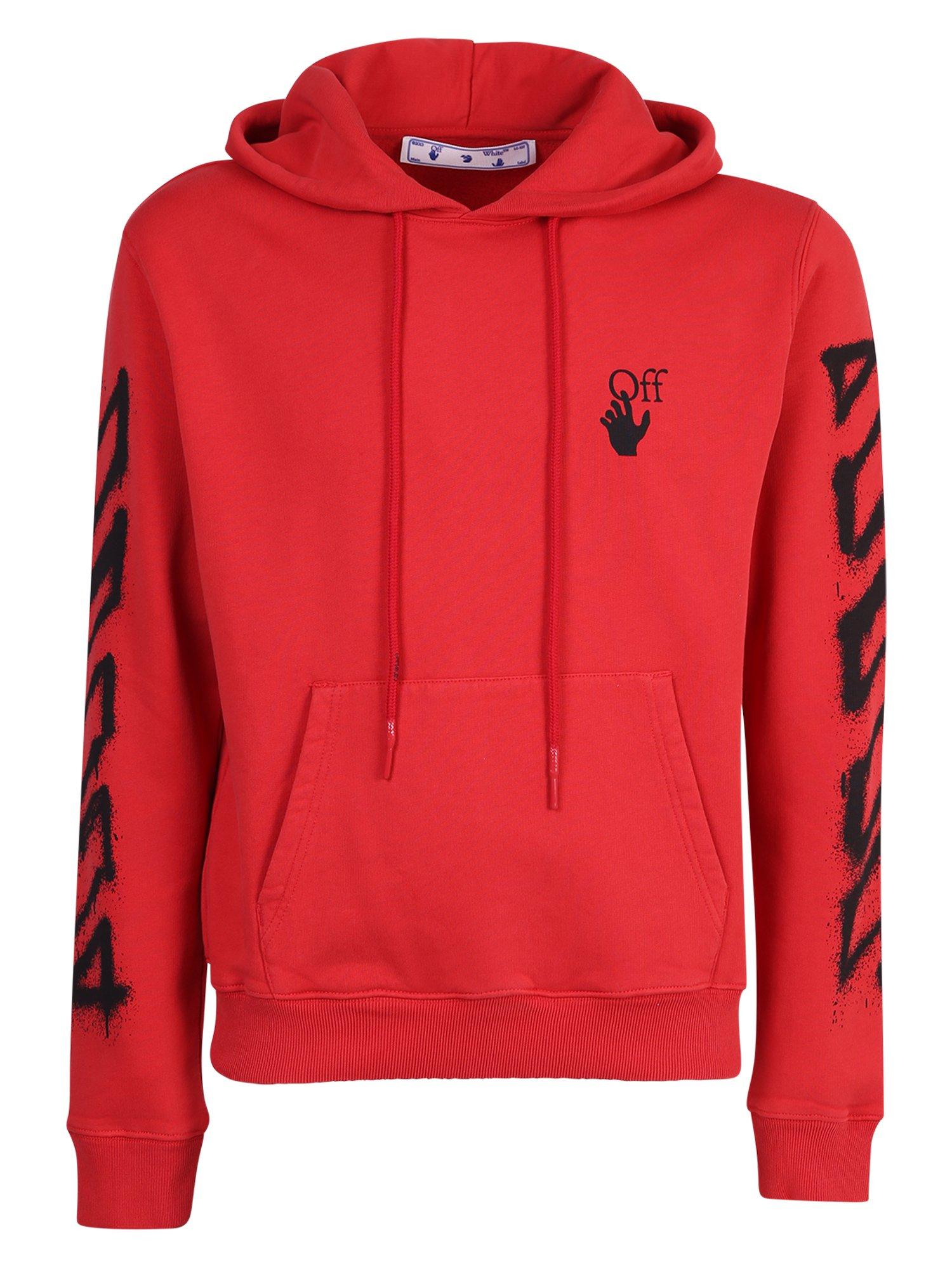 Off-White White and Red Slim Marker Hoodie Off-White