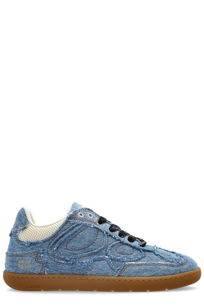 スニーカー Ganni FW25 GANNI Sneakers Blue (S3084 565) Light Blue Vintage 08 Denim Raw Edge Sneakers | GANNI US