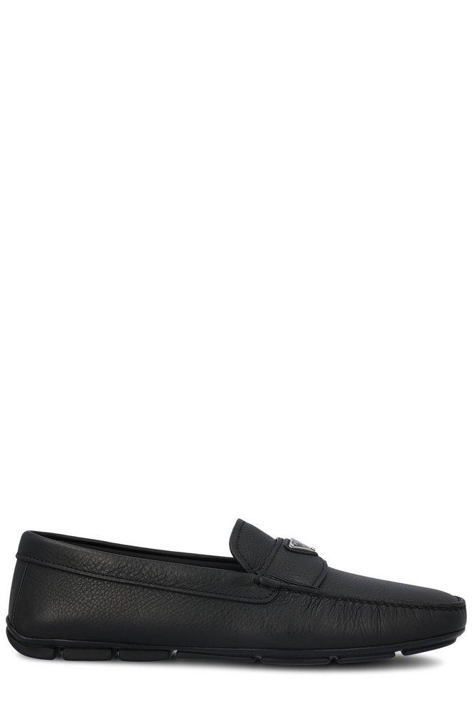 Prada triangle-logo leather loafers - Black