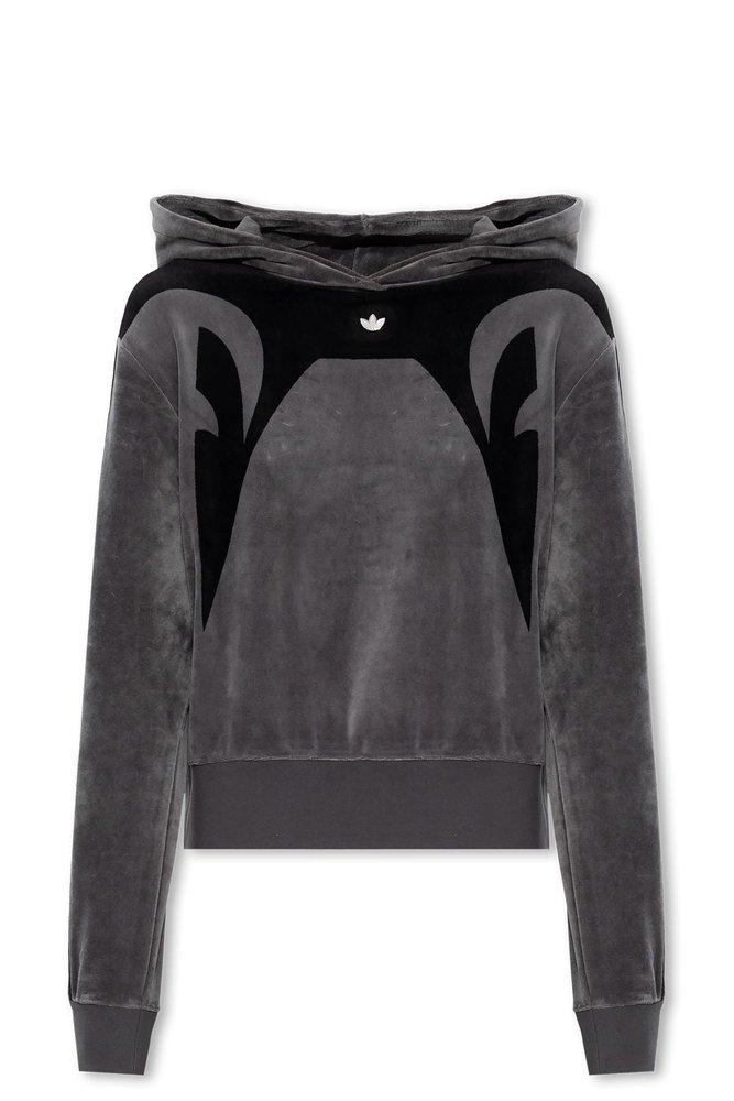 adidas Originals Velour Hoodie With Logo in Black | Lyst