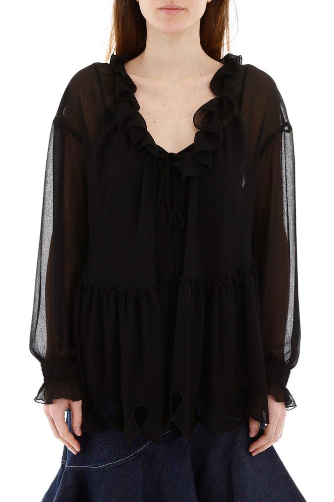 See by chloe sheer sleeve sale top