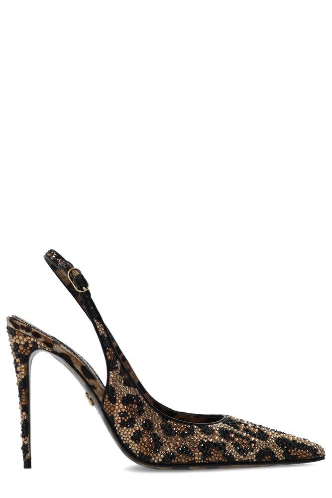 Leopard Print Slingback Pumps in Brown - Dolce Gabbana