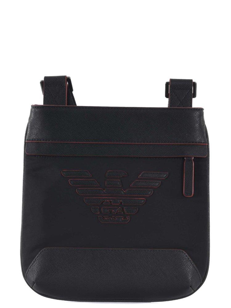Emporio Armani Logo patch Zipped Messenger Bag in Black for Men Lyst