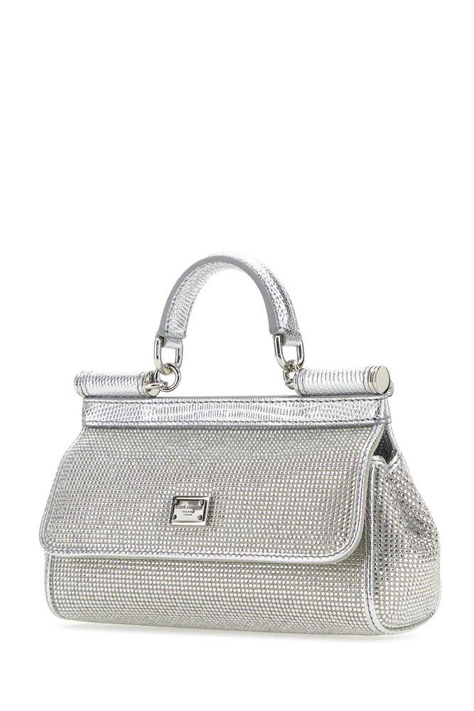 Dolce and Gabbana Miss Sicily Bag Crocodile Embossed Leather Mini