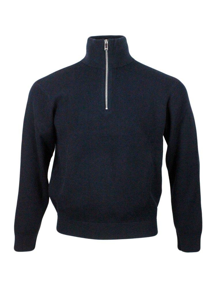 sale now Armani Exchange Men s Blue English Rib Half zip Sweater