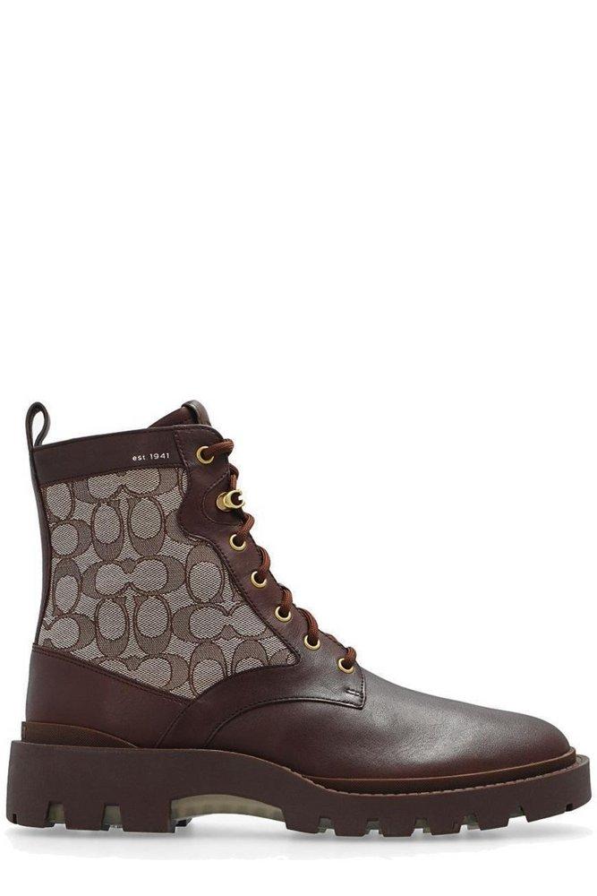COACH Citysole Monogram Pattern Lace-up Boots in Brown for Men | Lyst