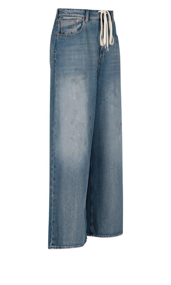 MM6 by Maison Martin Margiela Wide Drawstring Jeans in Blue | Lyst