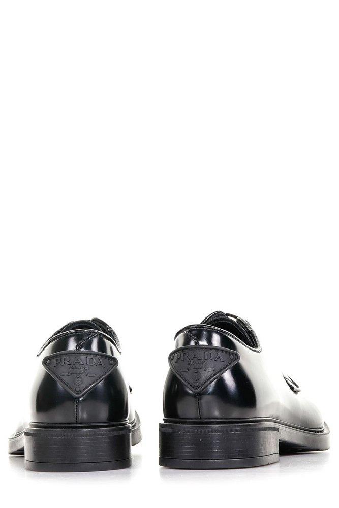 Prada Lace-up Flat Shoes in Black for Men | Lyst