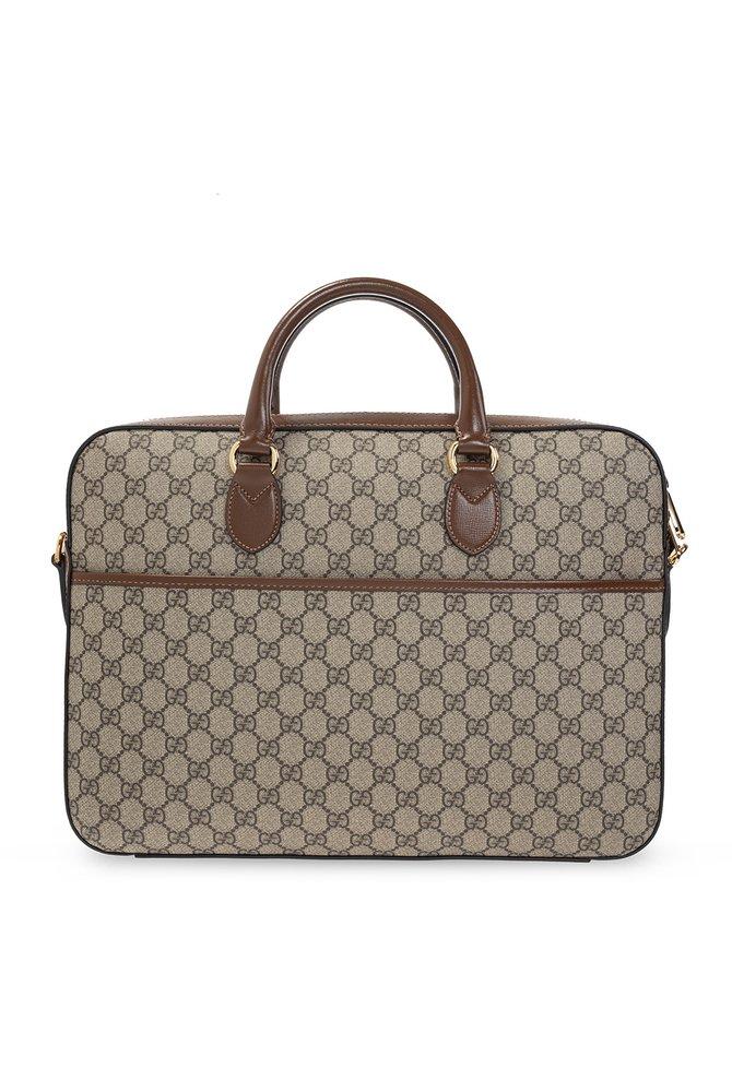 Gucci Interlocking G Monogram Laptop Bag in Brown for Men | Lyst