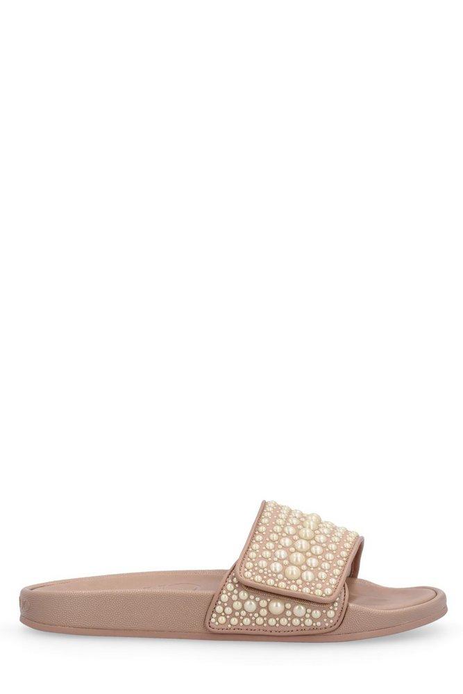 Jimmy Choo Fitz Pearl Embellished Slides in Pink | Lyst