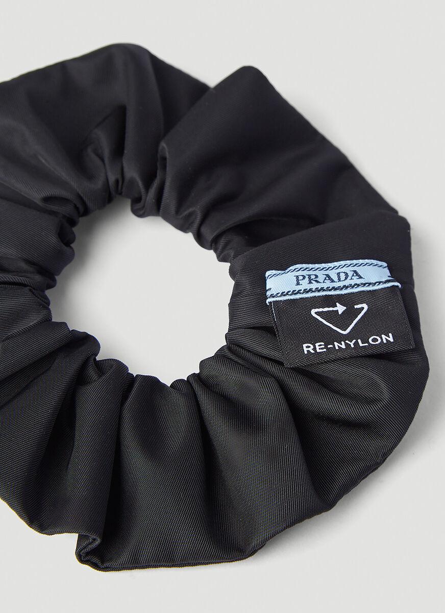 Prada Synthetic Re-nylon Logo Plaque Scrunchie in Black | Lyst