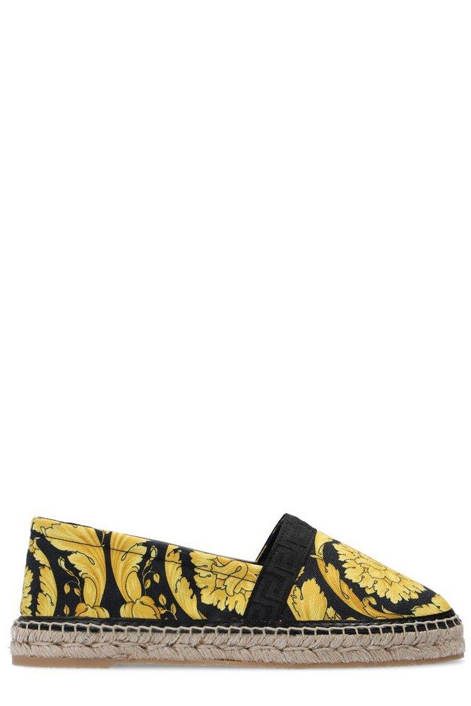 Versace Baroque Pattern Slip-on Espadrilles in Green | Lyst