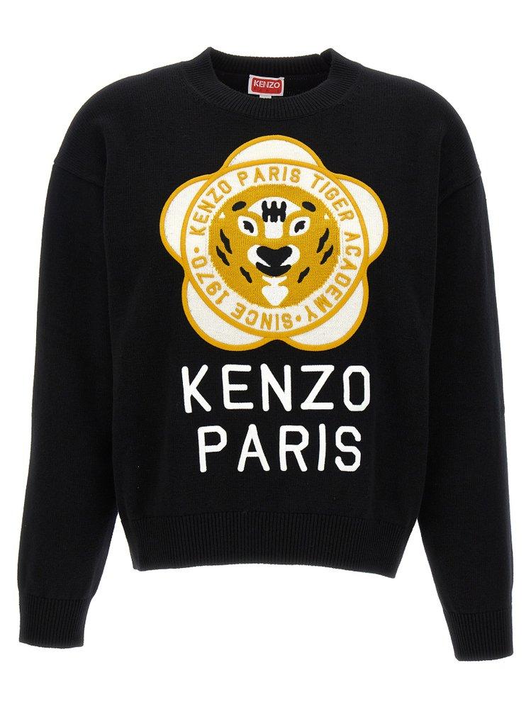 KENZO Boke Flower Embroidered Knitted Jumper in Black Lyst