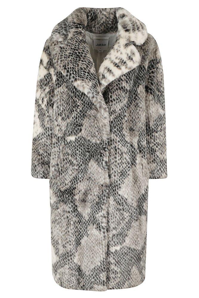 Jakke Rita Boxy Snakeskin Printed Coat in Gray | Lyst