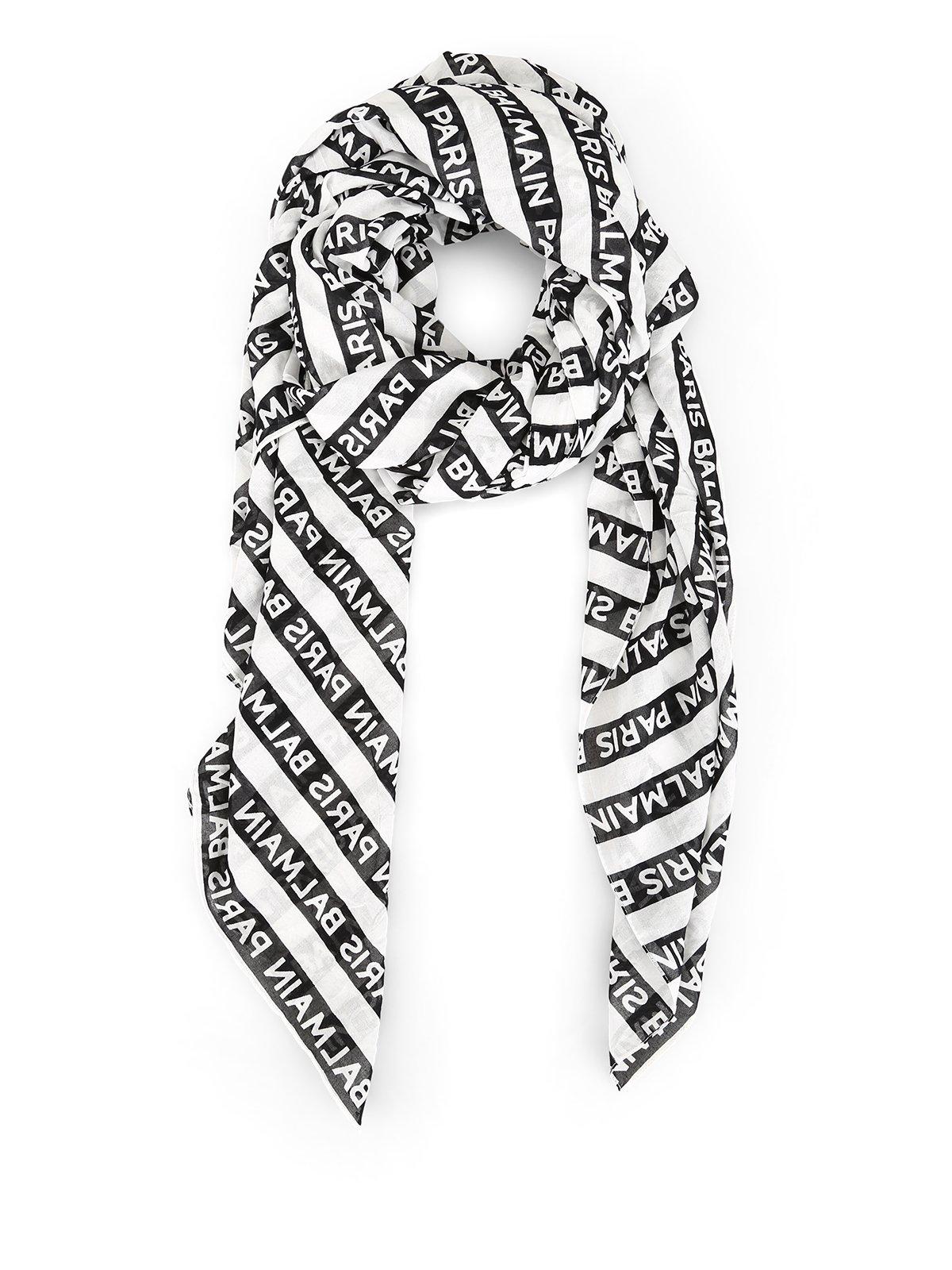 Balmain Cotton Logo Stripe Scarf for Men - Lyst