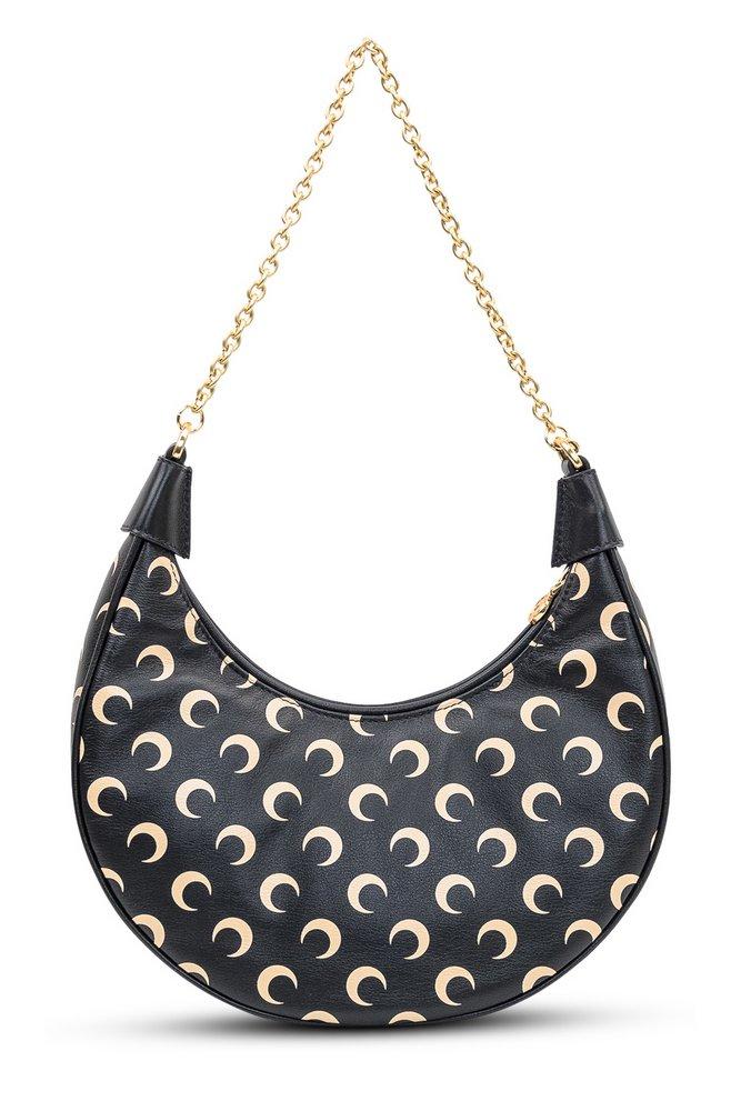 Marine Serre All-Over Moon Printed Zipped Shoulder Bag in