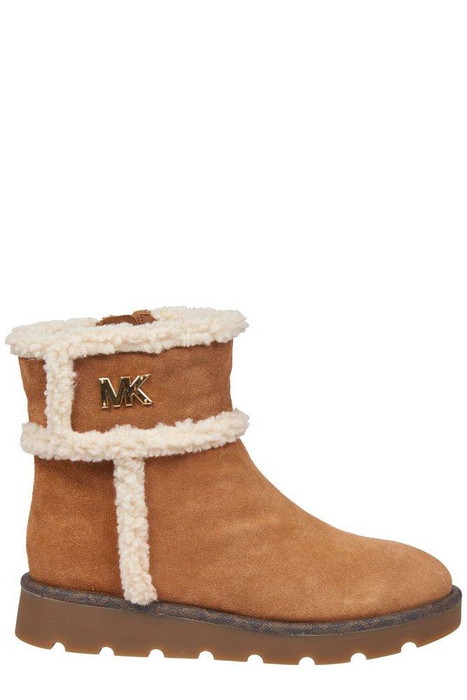 MICHAEL Michael Kors Shearling Trim Marly Ankle Boots in Brown | Lyst